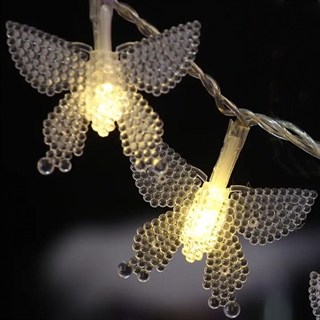 Sommerfugl LED-lyskæde med varmt hvidt lys - 1,6 m 10 lys